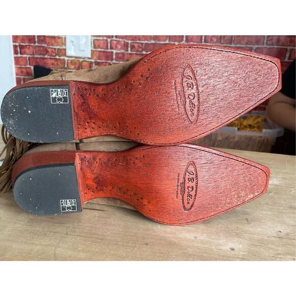 New J B Dillon JBW2242 Fringe Boots Snip Toe Short Booties Size 10B Cowgirl - Picture 5 of 14